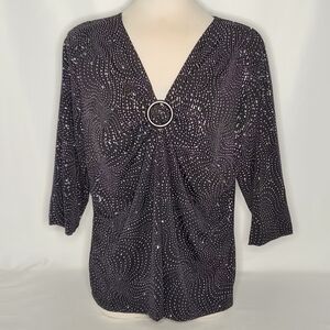 Tradition Black With Lilac & Grey Glitter Top